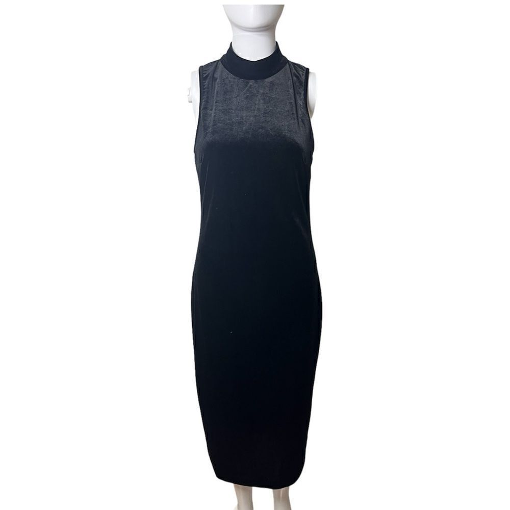 Staring at Stars High Neck Sleeveless Velvet Full Length Dress Black Medium